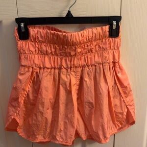 Free People Movement Coral Pink Smocked High-Rise Shorts Size M